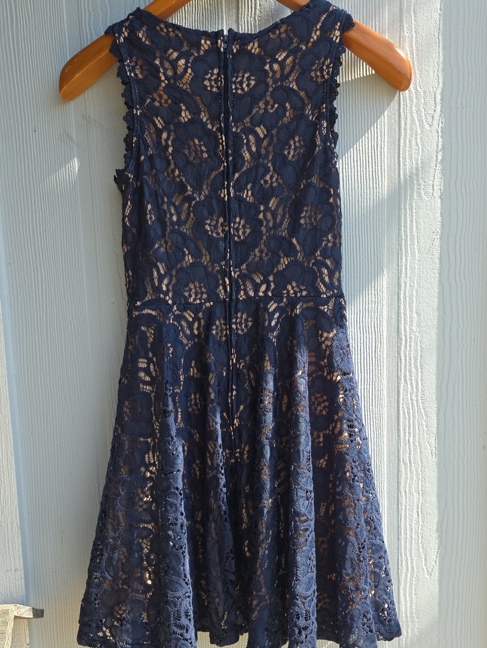 City Studio | Navy Blue Lace Fit & Flare Dress (Junior's 1) - Picture 6 of 8